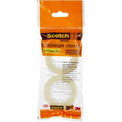Клейкая лента Scotch эконом.канцел. 12ммх25м,прозрачная ,500-1225 Клейкая лента Scotch эконом.канцел. 12ммх25м,прозрачная ,500-1225
