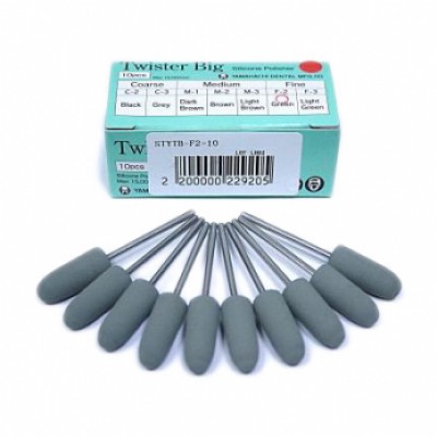 Полир силикон.  Twister Big для финиш. обраб.композ. F-2,зеленый,d 10мм,1 шт.,Япония