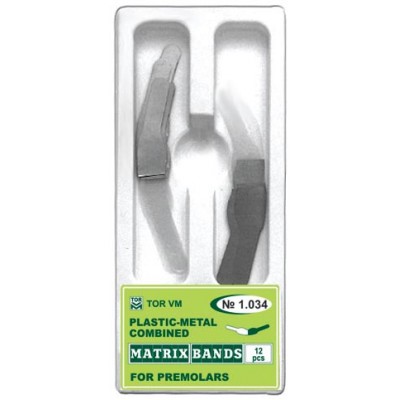 Матрицы комбинированные (металл/лавсан) для премоляров 1.034 (12шт) Матрицы комбинированные (металл/лавсан) для премоляров 1.034 (12шт)