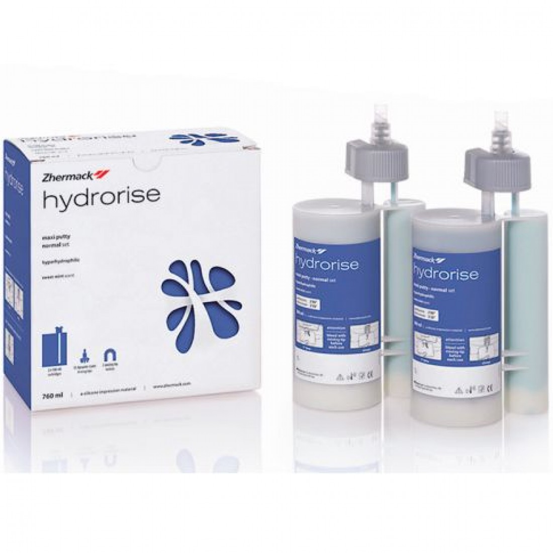 А силикон. Zhermack Hydrorise Light body normal, 2х50мл. Гидрорайз/Hydrorise Light body (normal Set) - а-силикон низкой вязкости (2х50мл). А силикон Гидрорайз Maxi Putty normal 2х380мл. Hydrorise Light body normal Set 2x50 ml.