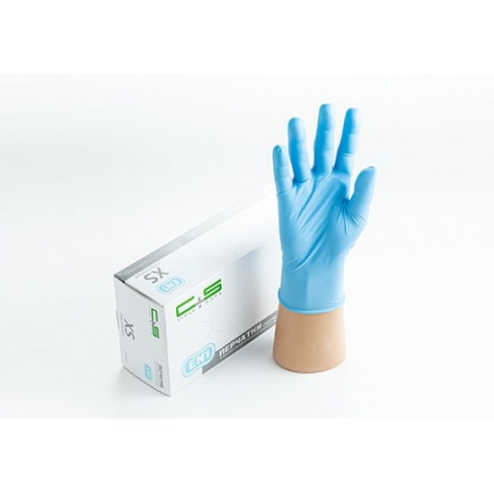 Перчатки Сlean+Safe,  нитрил, текстур.  на пальцах гипоаллерген. EN2 с валиком (М)