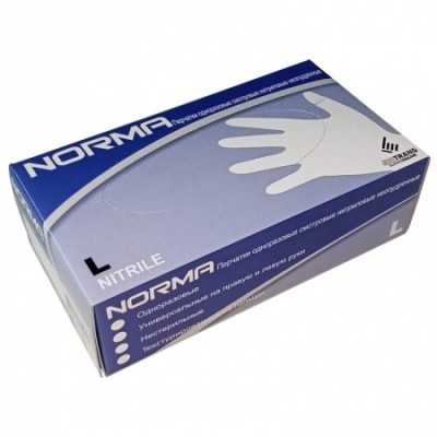 Перчатки нитрил голубые текстур.неопудр.  L NORMA (50 пар)