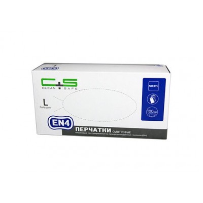 Перчатки Сlean+Safe, 100 пар,белые,  текстур. на пальцах  EN4  с валиком(М)