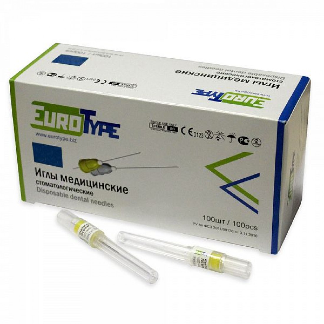 иглы стоматологические 42 мм. игла дентальная 30g. 3х16мм 100шт. крепление иглы к карпульным шприцам вид. /100 шт.